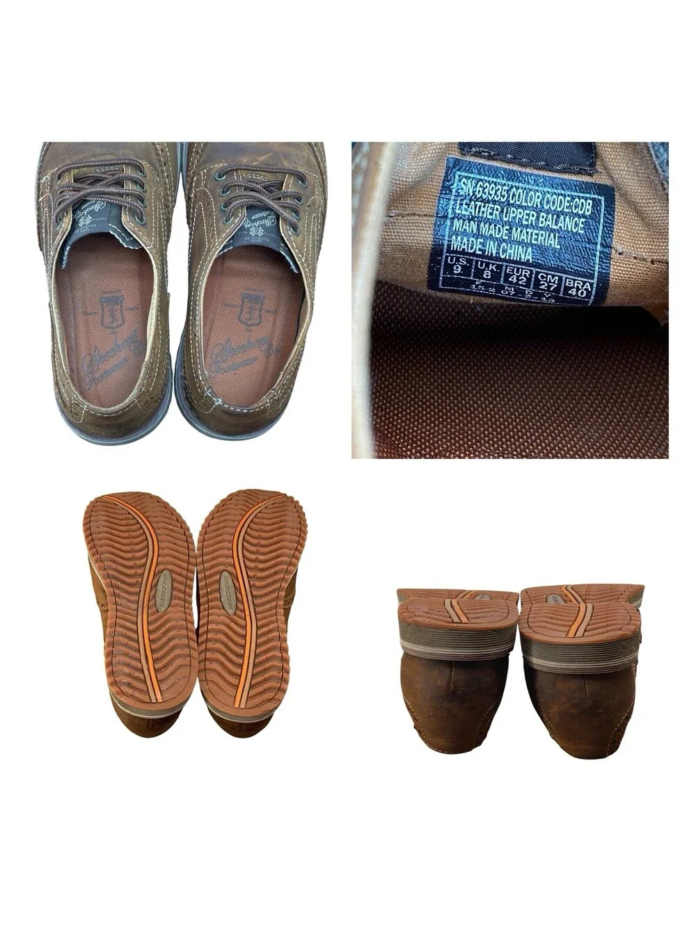 Skechers Ridge Vanek 63935 Wingtip Oxford Shoes Men’s 9 Brown Leather Brogue
